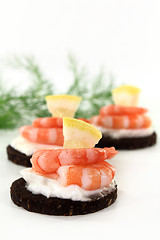 Image showing canape with shrimps
