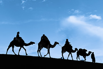 Image showing Silhouette of Camel Caravan in the Sahara Desert