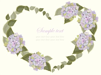 Image showing Decorative heart. Hand drawn valentines day greeting card. Illustration hydrangea