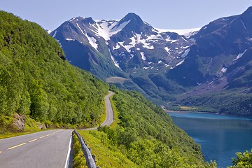 Image showing Scenic road by fjord