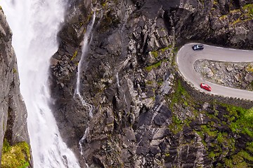 Image showing Trollstigen pass waterfall