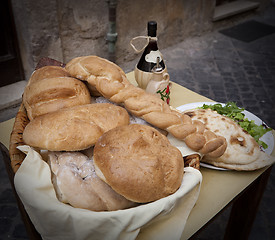 Image showing Wine and bread