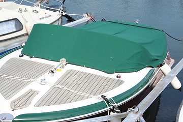 Image showing Moored boats in harbour