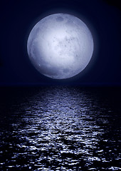 Image showing Full moon image with water