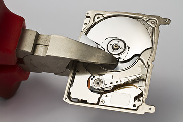 Image showing hard disk drive cutted by pilot punch