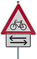 Image showing bicycles crossing - traffic sign  (clipping path included)