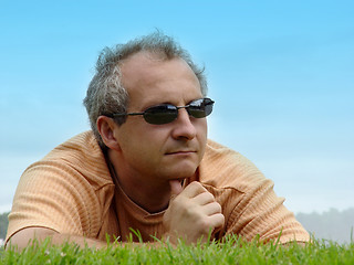 Image showing A man on the grass