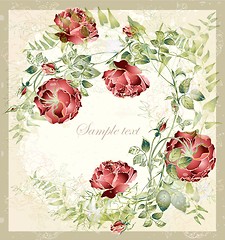 Image showing Greeting card with rose. Illustration  roses. 