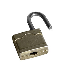 Image showing open small padlock reclined