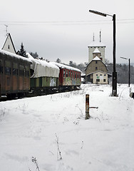 Image showing old railway cars at a station in Southern Germany