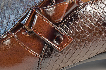 Image showing glossy brown shoe detail