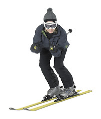 Image showing skiing girl in white back