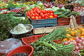 Image showing market stand with fruits and vegetables