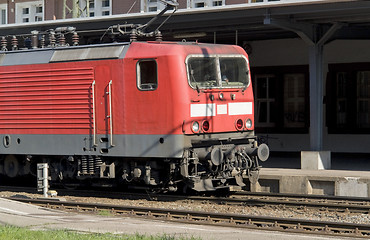 Image showing red train in sunny ambiance