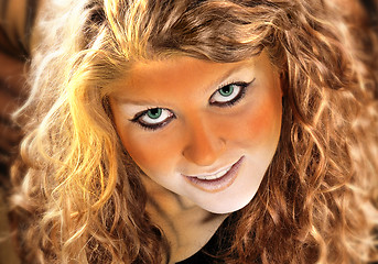 Image showing bodypainted tiger girl portrait