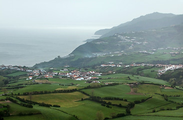 Image showing high angle coastal scenery at the Azores