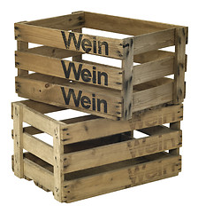 Image showing two wooden wine crates