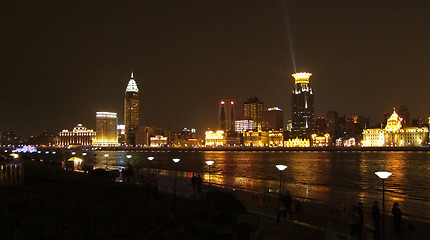 Image showing The Bund in Shanghai at night