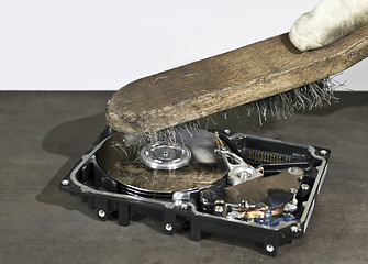 Image showing HDD and scrubbing brush