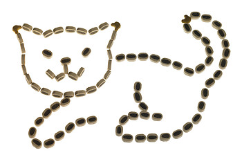 Image showing cat silhouette made of dry food