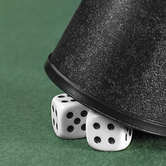 Image showing dice and black cup