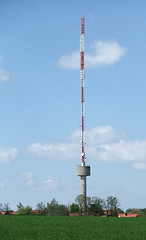 Image showing radio tower in rural surrounding