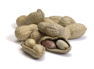 Image showing half peeled peanut