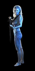 Image showing blue bodypainted woman