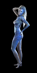 Image showing blue bodypainted woman