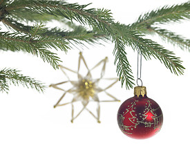 Image showing decorative theme with red christmas bauble