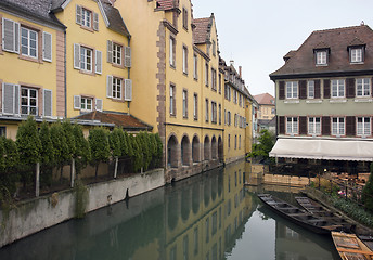 Image showing canal and house facades in Colmar