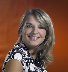 Image showing funny young girl portrait in brown back