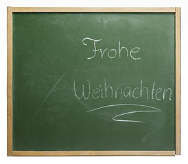 Image showing Frohe Weihnachten blackboard