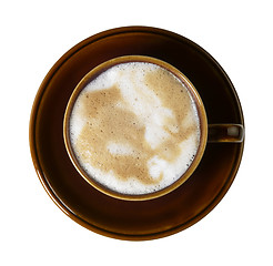 Image showing brown porcelain cup with marbled milk froth