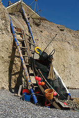 Image showing rubber boat and equipment