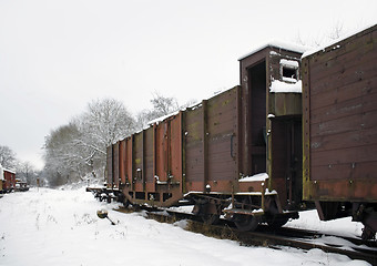 Image showing old railway car at winter time