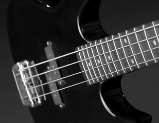 Image showing black bass guitar detail