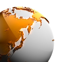 Image showing A fragment of the Earth with continents of orange glass