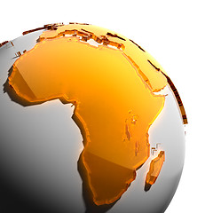 Image showing A fragment of the Earth with continents of orange glass