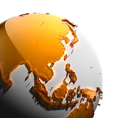 Image showing A fragment of the Earth with continents of orange glass