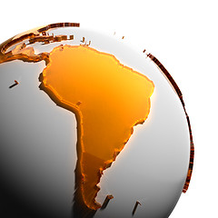 Image showing A fragment of the Earth with continents of orange glass