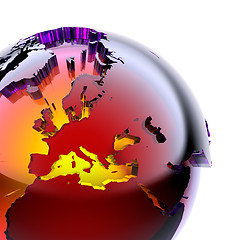 Image showing Globe of colored glass with an inner warm glow