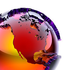 Image showing Globe of colored glass with an inner warm glow