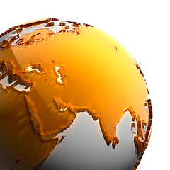 Image showing A fragment of the Earth with continents of orange glass