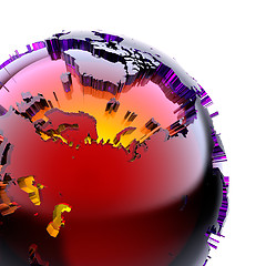 Image showing Globe of colored glass with an inner warm glow