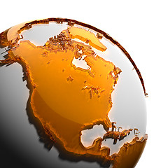 Image showing A fragment of the Earth with continents of orange glass