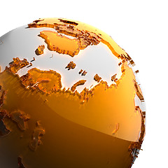 Image showing A fragment of the Earth with continents of orange glass