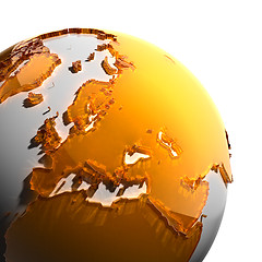 Image showing A fragment of the Earth with continents of orange glass