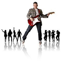 Image showing punk man with the guitar and silhouette