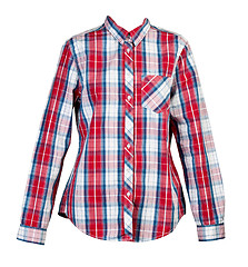 Image showing red plaid shirt women